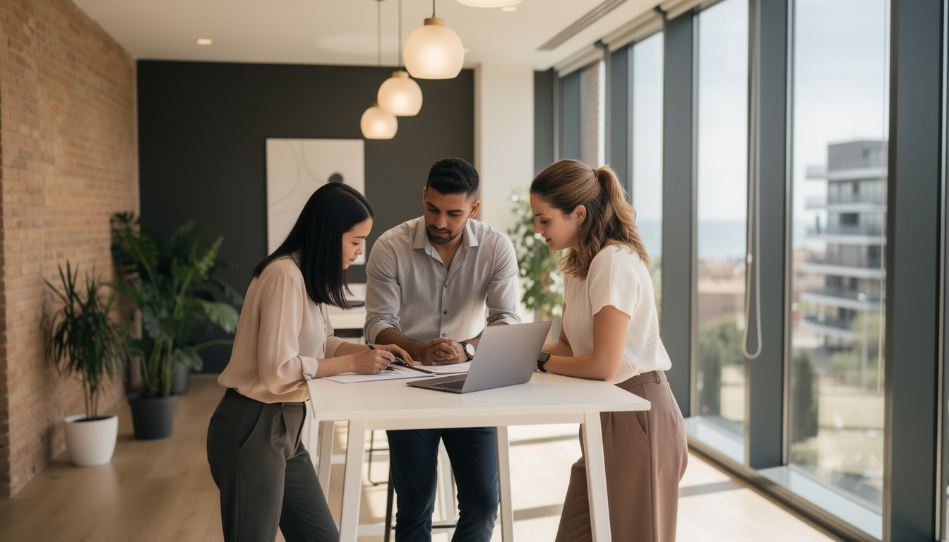 Equipo de redacción SEO en oficina de Barcelona