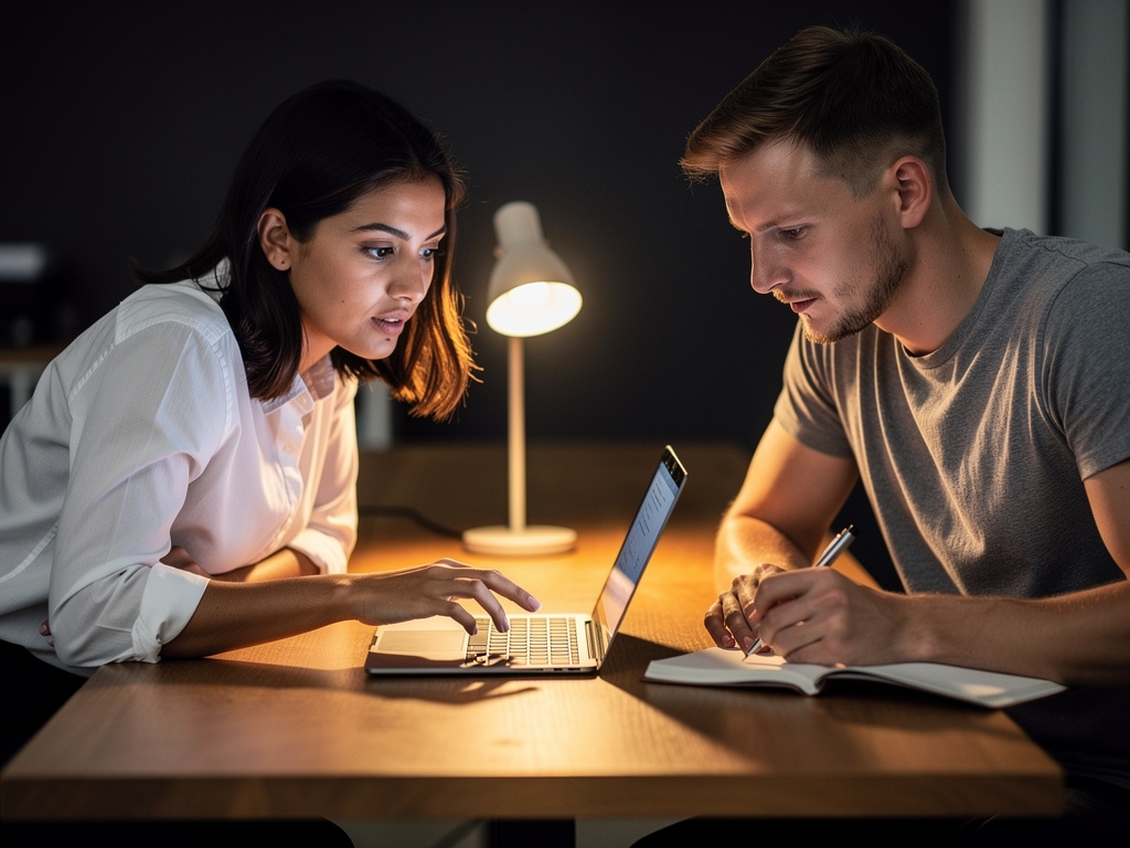 Colaboración del equipo de redacción SEO en mesa de trabajo